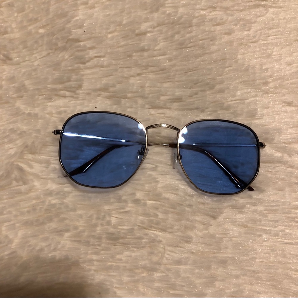 blue tinted retro sunglasses